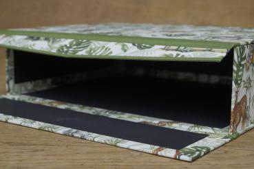Ordnungsbox olivgrün mit Motiv Pflanzen und Tiere